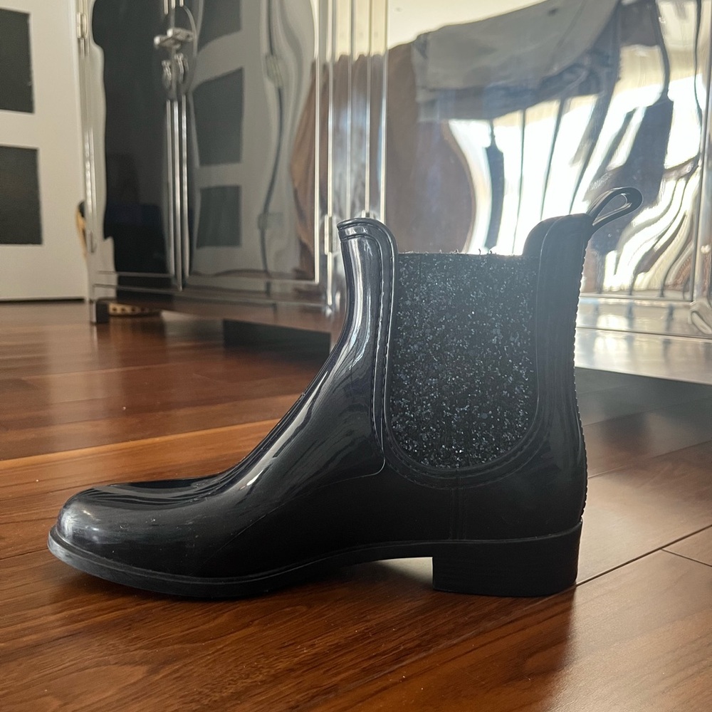 Lemon Jelly Blue Glitter Chelsea Rain Boots